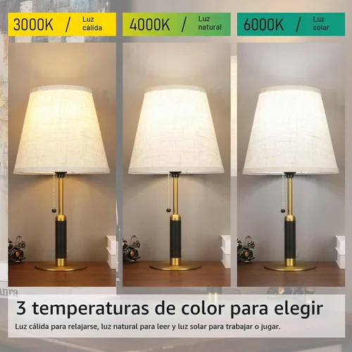 Vista 5 de 18.9" Modern Mid Century Table Lamp Pull Chain Bedside Lamps for Nightstand Lamp for Bedroom Living Room 3-Color Light Solid Wood/Metal/Fabric for