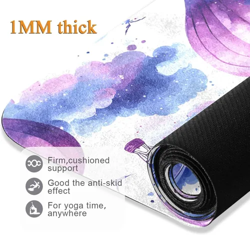 Vista 5 de Hot Air Balloon Pattern Yoga Mat Non Slip Thick Kids Eco Friendly Rubber Workout Foldable Yoga Mat Women Exercise