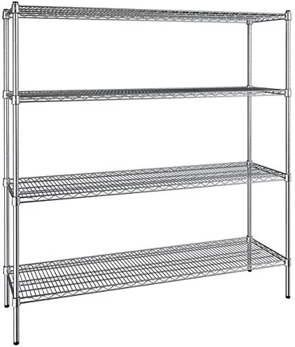 Vista 252 de Kit de 4 estantes de epoxi verde NSF de 21 x 72 pulgadas con postes de 86 pulgadas, estantería de almacenamiento resistente, kit de estantería