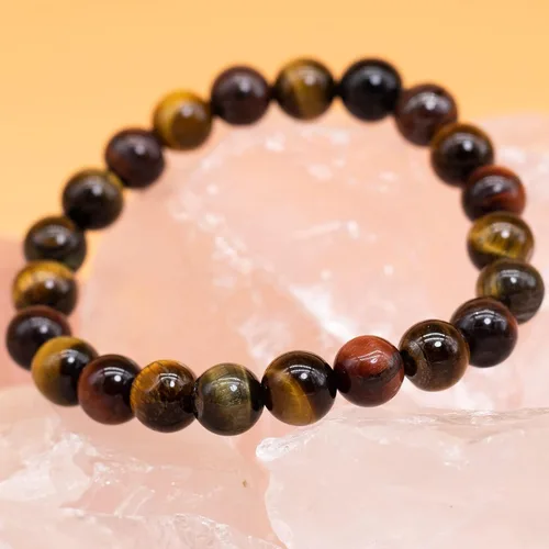 Vista 4 de DAZCOLO - Pulsera de gemas hecha a mano de 7,5 pulgadas, piedras preciosas elásticas de 8 mm, cuentas redondas, cristales de cuarzo, unisex