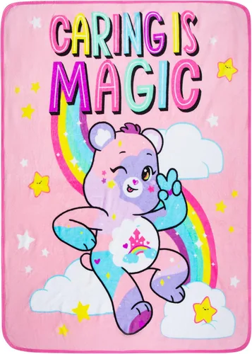 Vista 2 de Franco Ropa de cama para niños, manta súper suave de micro raschel, 46 x 60 pulgadas, Care Bears