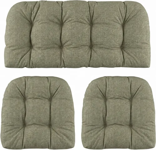 Vista 64 de RSH DECOR: Sunbrella - Juego de 3 cojines de mimbre copetudos 41 x 19 pulgadas y 19 x 19 pulgadas Fabricado con tela de rendimiento Sunbrella