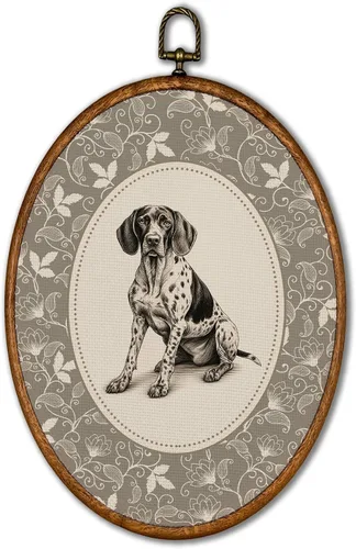 Vista 19 de KSDUT Arte de pared ovalado de perro pastor australiano floral retro de 8.6