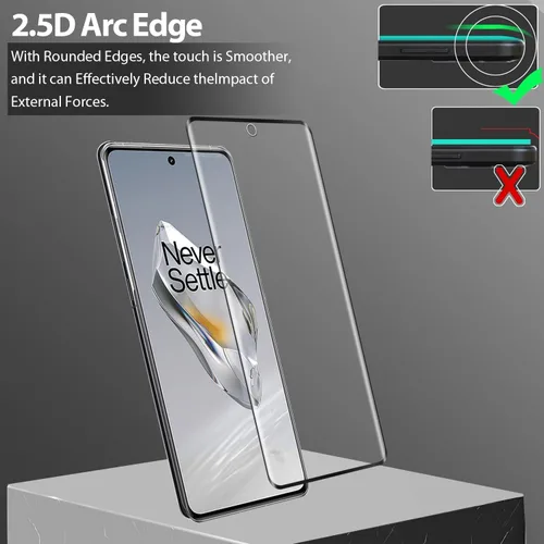 Vista 3 de Paquete de 2+2 protectores de pantalla de vidrio templado para OnePlus 12R + protector de lente de cámara, película de vidrio templado curvado 3D