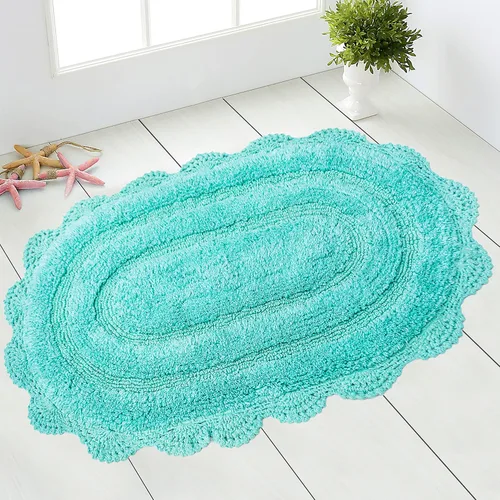 Vista 40 de Chardin home Alfombra de baño de ganchillo beige, alfombra de baño ovalada 100% algodón con borde de ganchillo artesanal hecho a mano, alfombra
