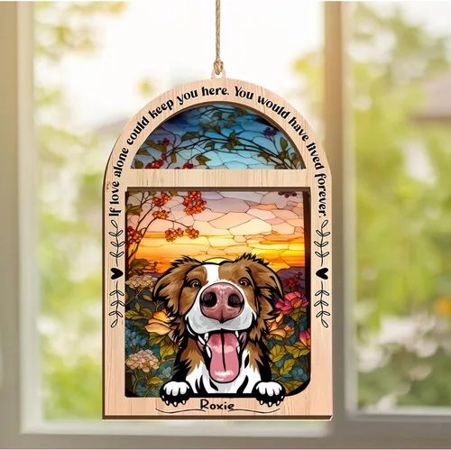 Vista 316 de LOVELYPOD Adorno de Navidad personalizado de sabueso afgano, atrapasoles con nombre, regalos de pérdida de mascotas, regalos para amantes