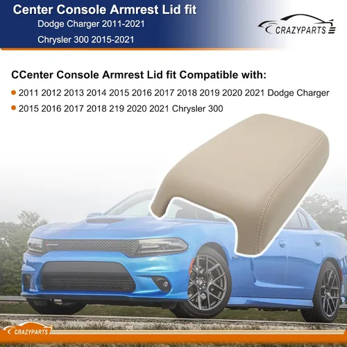 Vista 4 de CRAZYPARTS Tapa de reposabrazos de consola central compatible con Dodge Charger 2011-2021 Chrysler 300 2015-2021 Reemplaza# 1VT06DX9AI 1VT06DX9AH
