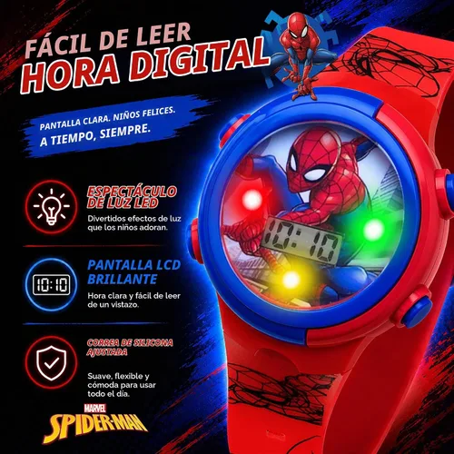 Vista 3 de Marvel Spider-Man Kids Watches – Digital Display, Interactive Features, Adjustable Strap, Vibrant Spider-Man Graphics, Durable for Active Kids Azul