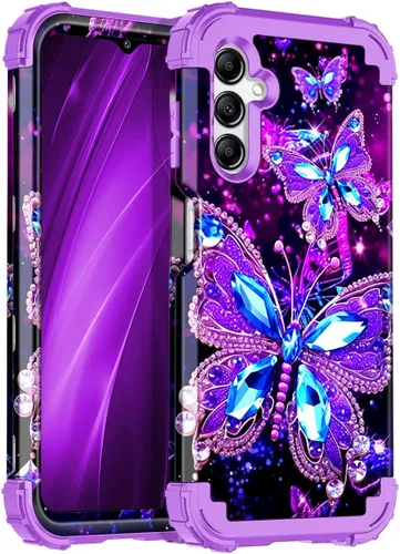 Vista 59 de Miqala Funda para Galaxy A14 5G, que brilla en la oscuridad, tres capas, resistente, a prueba de golpes, protección completa, parachoques