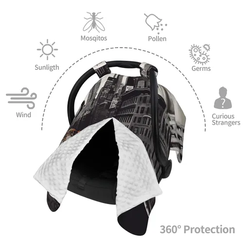 Vista 8 de Funda de toldo para asiento de automóvil para bebé, suave y transpirable, fundas de lactancia materna, multiuso, cochecito, sombra para recién