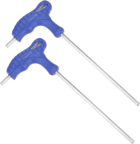 Vista 9 de Llave hexagonal con mango en T, hexagonal de 0.059 in, llave en T métrica de acero CR-V azul