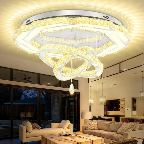 Vista 28 de Flashing God Candelabros modernos de cristal de 12 pulgadas, lámpara de techo de montaje empotrado, mini lámpara LED regulable para pasillo, lámpara