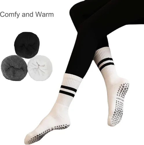 Vista 6 de JCZANXI Calcetines de yoga con empuñaduras para mujer, calcetines antideslizantes para yoga, pilates, barras, baile, calcetines acolchados ideales