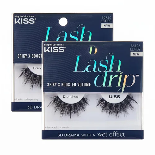 Vista 10 de KISS Pestañas postizas Lash Drip, Spiky X Boosted Volume, efecto hidratado de aspecto húmedo único, pestañas postizas reutilizables de varias (Icy)