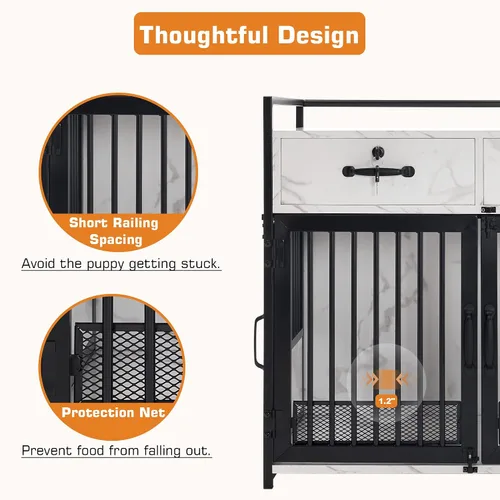 Vista 6 de MCombo Jaula para perros estilo muebles de 30 pulgadas, mesa auxiliar de madera para mascotas, perrera con puertas dobles con cajones