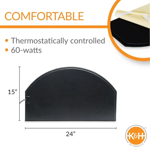 Vista 2 de Tapete térmico de K&H Pet Products Lectro-Kennel, para casetas estilo iglú, para exteriores, en color negro. Cumple con los estándares de seguridad