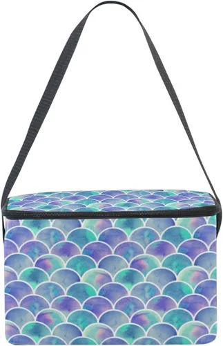 Vista 3 de Naanle Bolsa de almuerzo con cremallera de lona con aislamiento para adultos, adolescentes, niñas, niños, mujeres, lindas loncheras de correa larga