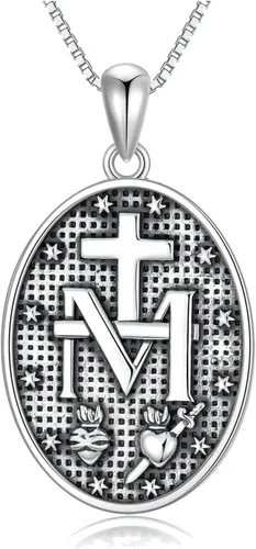 Vista 4 de Seiyang Collar con medalla de santo patrón de plata esterlina 925, amuleto, joyería religiosa, regalos para mujeres y hombres, regalos de primera