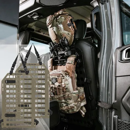 Vista 14 de Molle Paneles para asiento trasero de automóvil, cubiertas tácticas para organizar el respaldo del asiento de vehículos, camiones, accesorios