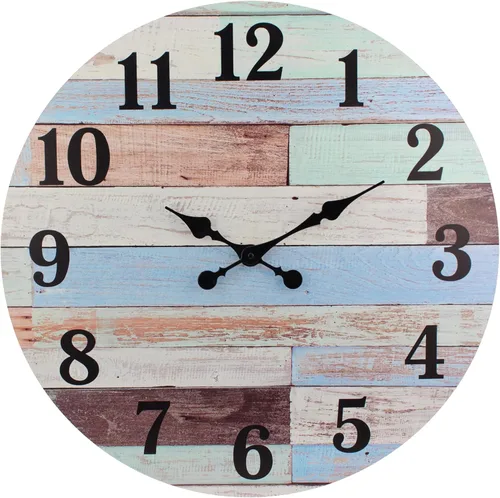 Vista 10 de Stonebriar - Reloj de pared de madera rústica, funciona con pilas, decoración de pared clásica de granja para la cocina, sala, dormitorio u oficina