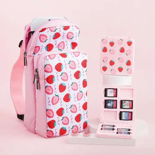Vista 6 de GLDRAM Travel Bag Bundle for Nintendo Switch, Cute Carrying Case for Switch Lite & Switch OLED, Shoulder Bag Accessories Kit for Switch with Game