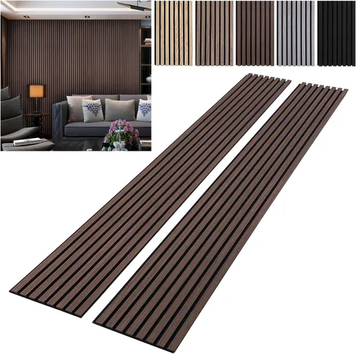 Vista 9 de YLL YLL Paneles de Pared de Madera YLL YLL Paneles de Pared Acústicos para Decoración de Pared Interior Dos 94.68" x 12.79" Panelado de Listones