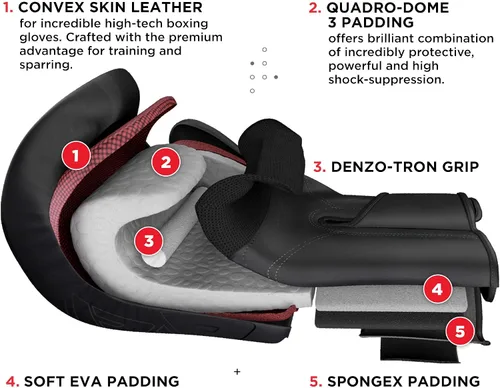 Vista 3 de RDX Guantes de boxeo de 14 onzas y espinilleras de kickboxing (tamaño grande), guantes de piel maya de alta calidad para adultos, con almohadillas
