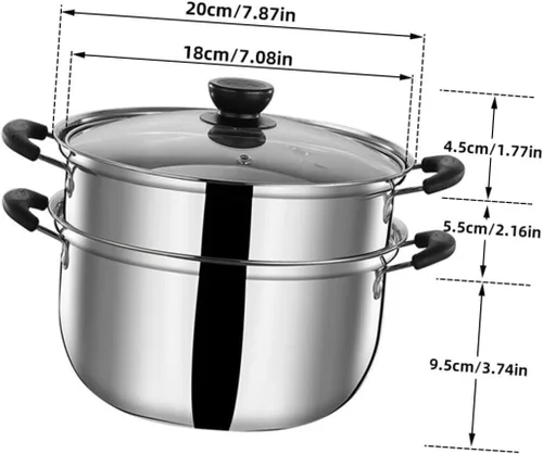 Vista 3 de Olla de sopa Olla de comida Olla de vapor Olla práctica Olla de vapor de cocina Olla de cocina Olla de cocina Olla de acero inoxidable Olla de acero