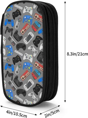Vista 3 de Perinsto Estuche para lápices de fondo para controlador de videojuegos, gran capacidad, con múltiples compartimentos, estuche para lápices