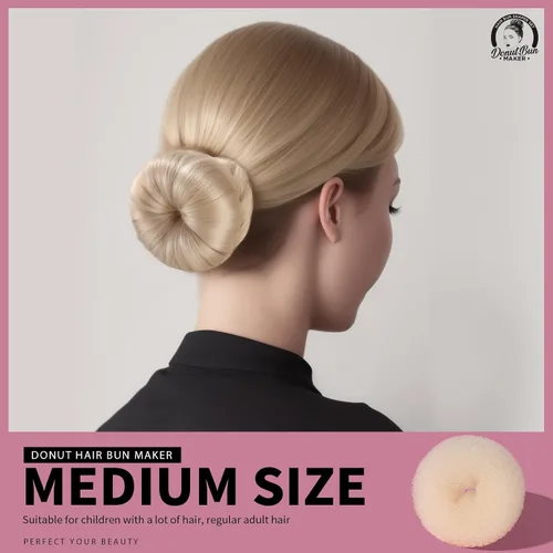Vista 4 de Teenitor 4 piezas para hacer moños de pelo en forma de dona (extra grande, grande, mediano, pequeño) con horquillas para el cabello, 20