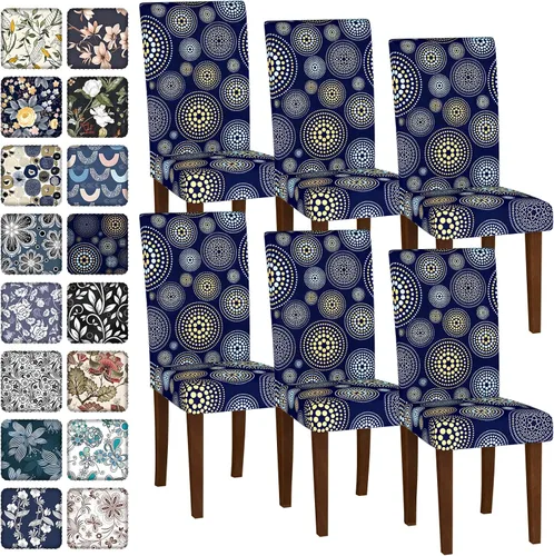 Vista 114 de Fundas para sillas de comedor CoSofSLIP, juego de 2, fundas estampadas elásticas antideslizantes, fundas extraíbles y lavables para sillas
