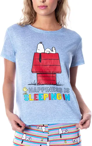 Vista 2 de INTIMO Peanuts Snoopy Happiness is Sleeping In Shirt and Pants - Conjunto de pijama para mujer