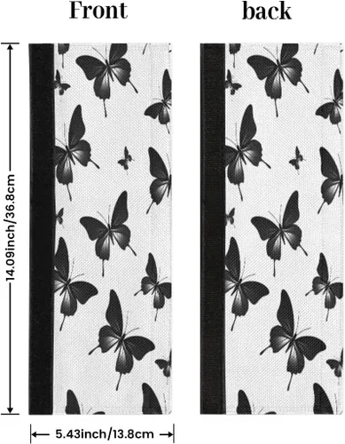 Vista 2 de Juego de 2 cubiertas para manija de puerta de refrigerador con patrón de mariposa negra, cubiertas para manija de cocina, protector