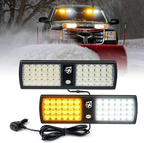 Vista 7 de Xprite - Luces estroboscópicas multicolor de 48 LED para visera, paquete de 2, luz solar interior para parabrisas para vehículos de construcción