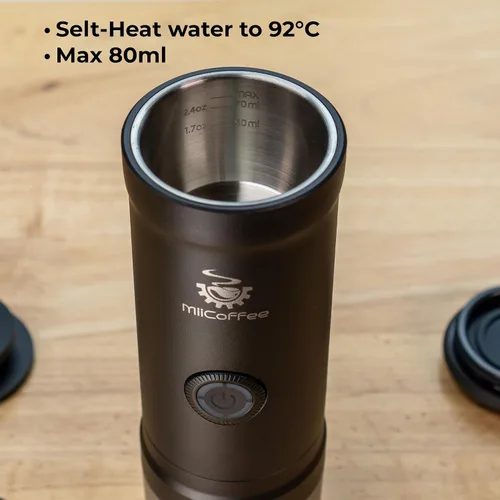 Vista 3 de MiiCoffee Eon - Máquina de café espresso portátil, cafetera de viaje con autocalentamiento y carga USB-C (gris)
