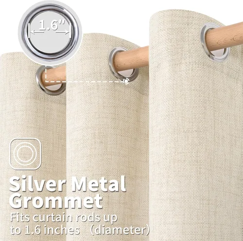 Vista 310 de BGment Cortinas de Lino Beige de 63 Pulgadas de Largo 2 Paneles - Tratamientos para Ventanas con Textura de Arpillera Filtrantes de Luz Cortinas B