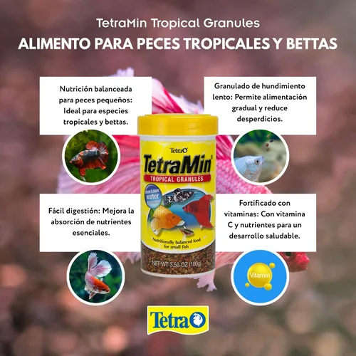 Vista 7 de Tetra TetraMin - Gránulos tropicales de 3.52 onzas, alimento para peces nutricionalmente equilibrado