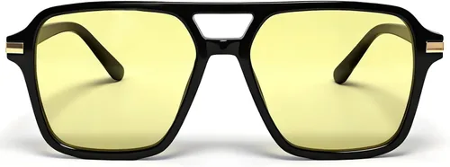 Vista 13 de VISOONE Black Retro Square Aviator Sunglasses Women Men