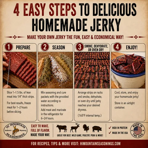 Vista 6 de Hi Mountain Kit de curación y condimento de cecina - CAJUN BLEND Bold Cajun flavor, Medium spicy heat, Perfect for beef and wild game jerky, Works
