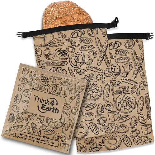 Vista 14 de THINK4EARTH® Bolsas de pan reutilizables negras prémium para pan casero, duraderas y lavables (paquete de 2)