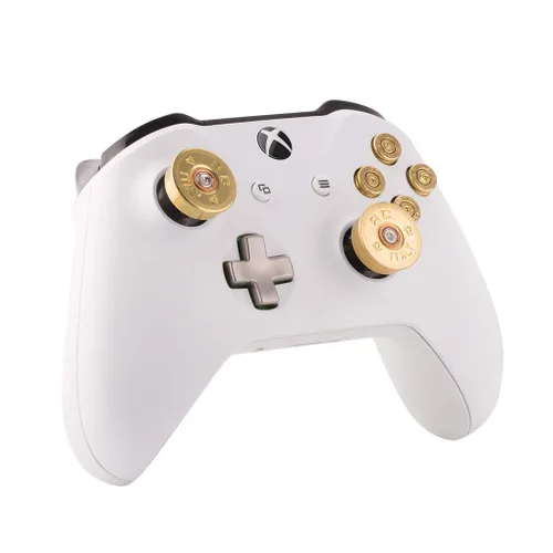 Vista 2 de Metal Thumbsticks Joysticks for Xbox One Controller, Analog Grip Button Replacement Parts for Xbox One SXSeries SX Controllers(Retro-Design Gold)