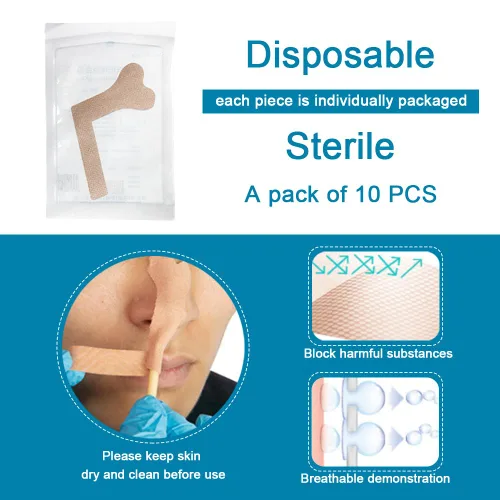 Vista 2 de Soporte de tubo nasal – Catéter de alimentación nasogástrica, cinta fija, suministros de enfermería para cuidado del hogar, clínica, 10 piezas