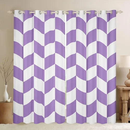 Vista 12 de Feelyou Beige Brown and White Curtains for Bedroom Living Room Modern Geometric Blackout Shades Abstract Checkered Room Darkening Curtain Rhombus