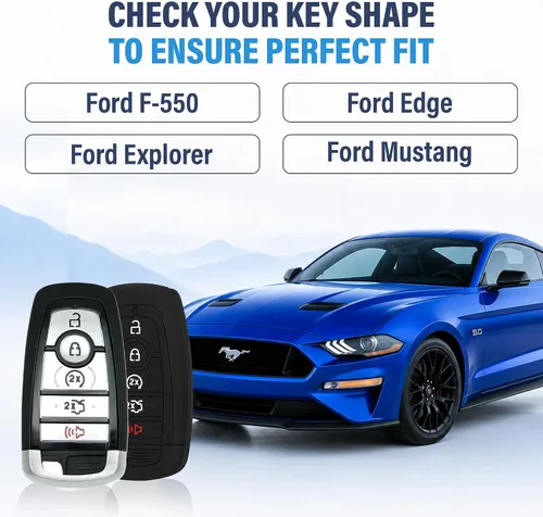 Vista 7 de Funda de llavero de silicona Autobase compatible con Ford Explorer Mustang Expedition Bronco F-150 Raptor Fusion F250 F350 F450 F550 Edge 2025 2024