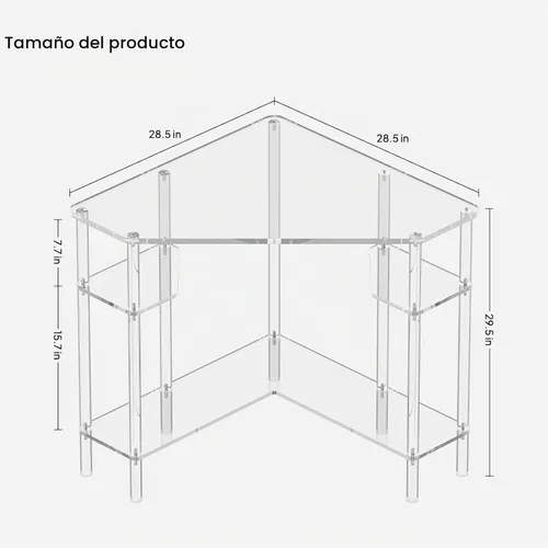 Vista 3 de Eglaf Escritorio esquinero triangular acrílico, 90 grados, escritorio
