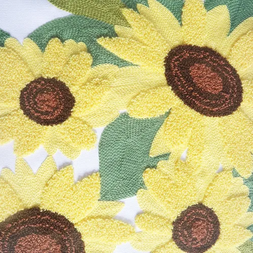 Vista 5 de Fundas de almohada bordadas, 4 girasoles de 18 x 18 pulgadas, diseño floral, 100% algodón, decoración del hogar, flores amarillas, 17.7 x 17.7 in, 1