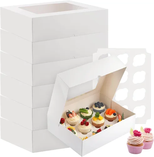 Vista 8 de Svalor Cajas para cupcakes, 12 unidades, paquete de 2 recipientes desechables para cupcakes, portador de cupcakes de grado alimenticio con ventana e