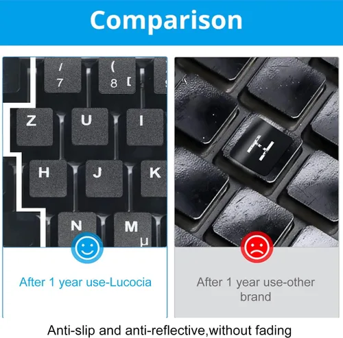 Vista 5 de Paquete de 2 calcomanías universales para teclado ruso para computadora portátil, PC, teclado de escritorio, calcomanías de repuesto para teclado