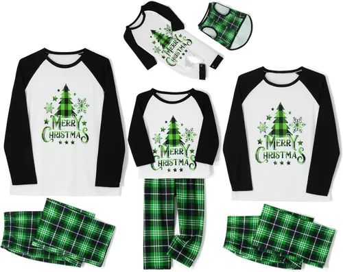 Vista 3 de Conjuntos de pijamas familiares de Navidad. Juego de pijamas iguales para bebes, adultos y niños, ropa de dormir de Navidad, juegos de pijamas