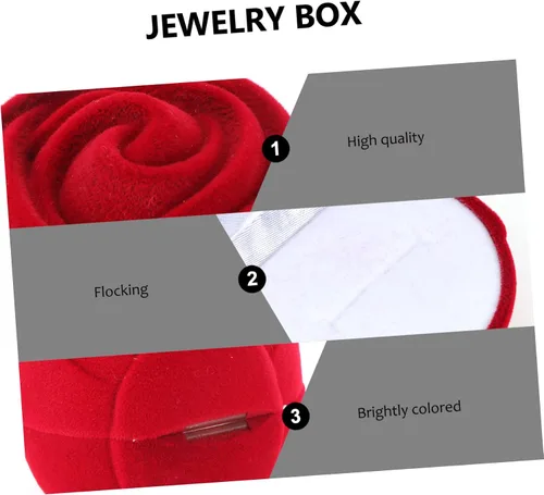 Vista 4 de KESYOO 6 pcs Jewelry Creative Rose Ring Proposal Flower for Ing Wedding Ceremony Storage Heart Red Gift Fashion